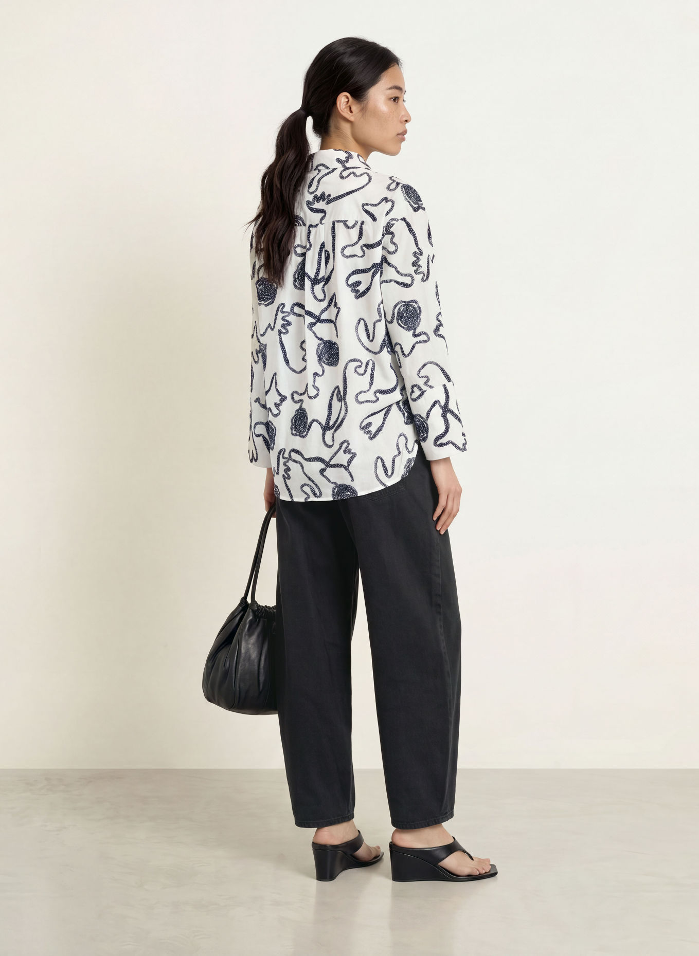 co'couture Overhemdblouse ELRICCC: WIT / DONKERBLAUW