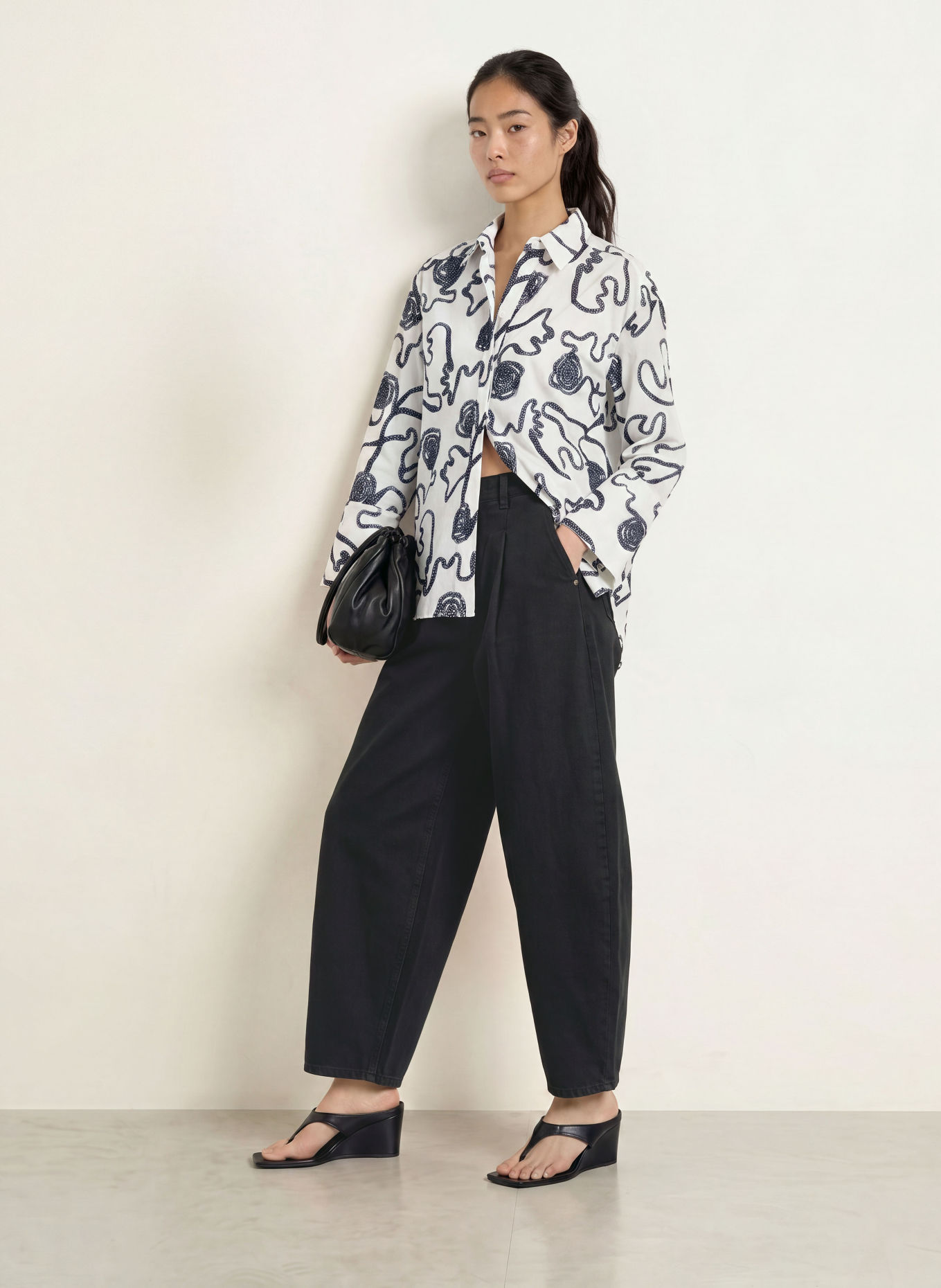 co'couture Overhemdblouse ELRICCC: WIT / DONKERBLAUW