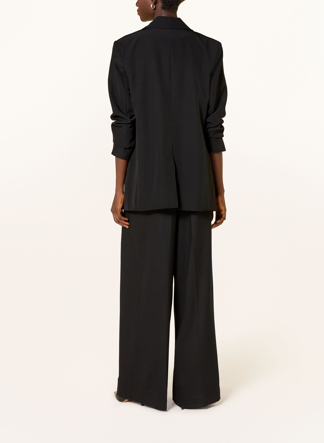 nine:inthe:morning PETRA wide-leg trousers made of flannel: BLACK