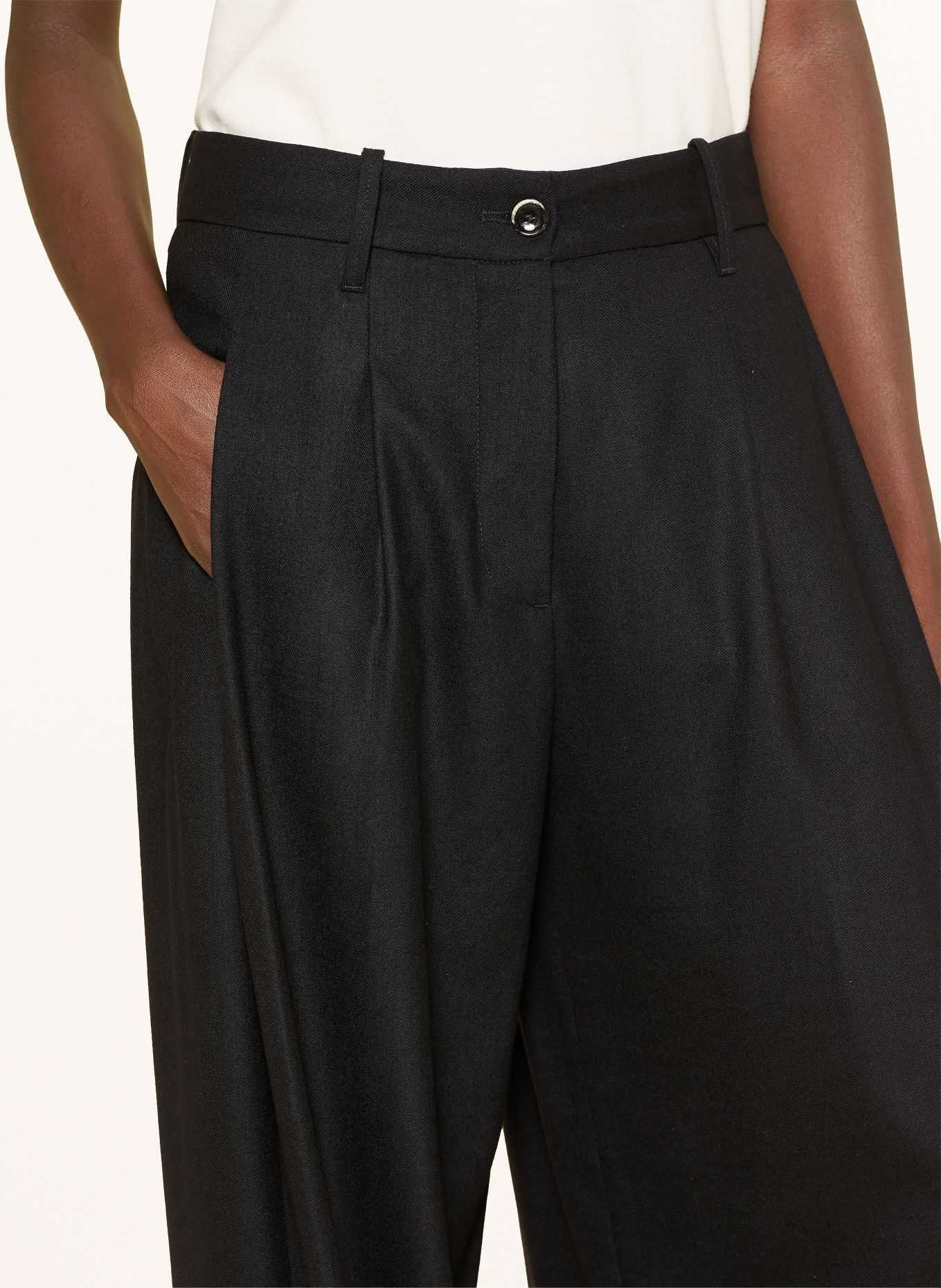 nine:inthe:morning PETRA wide-leg trousers made of flannel: BLACK