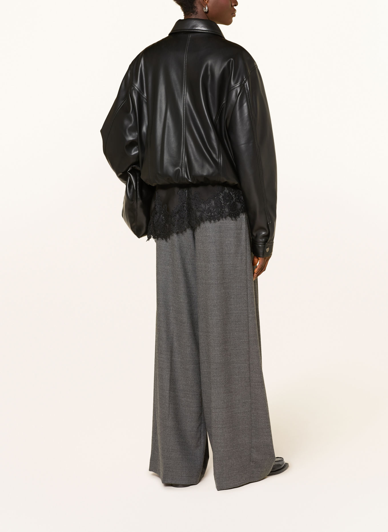 nine:inthe:morning PETRA wide-leg trousers made of flannel: GRAY