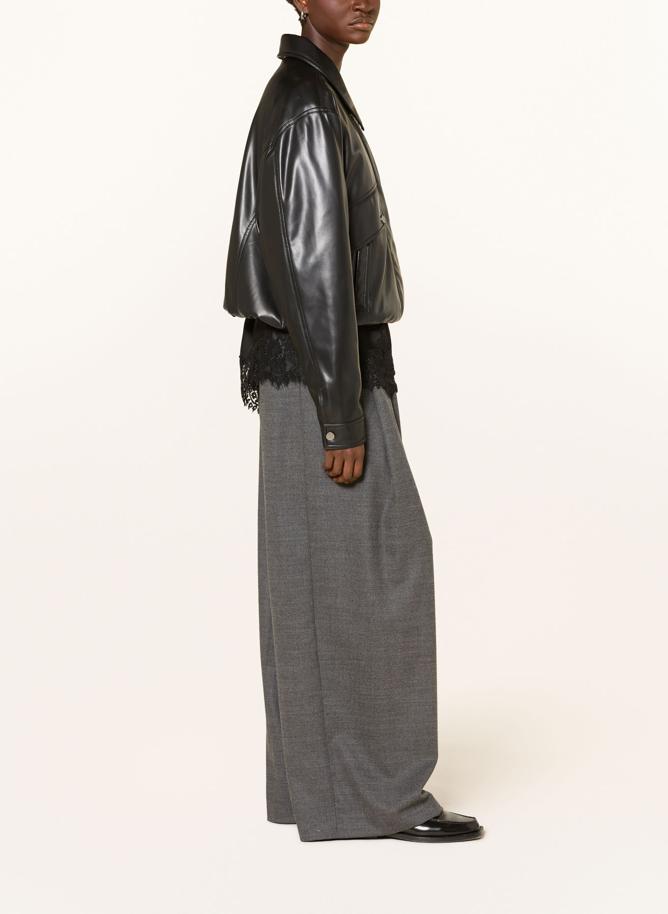 nine:inthe:morning PETRA wide-leg trousers made of flannel: GRAY
