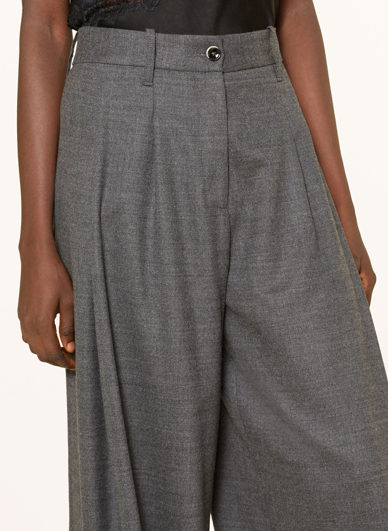 nine:inthe:morning PETRA wide-leg trousers made of flannel: GRAY