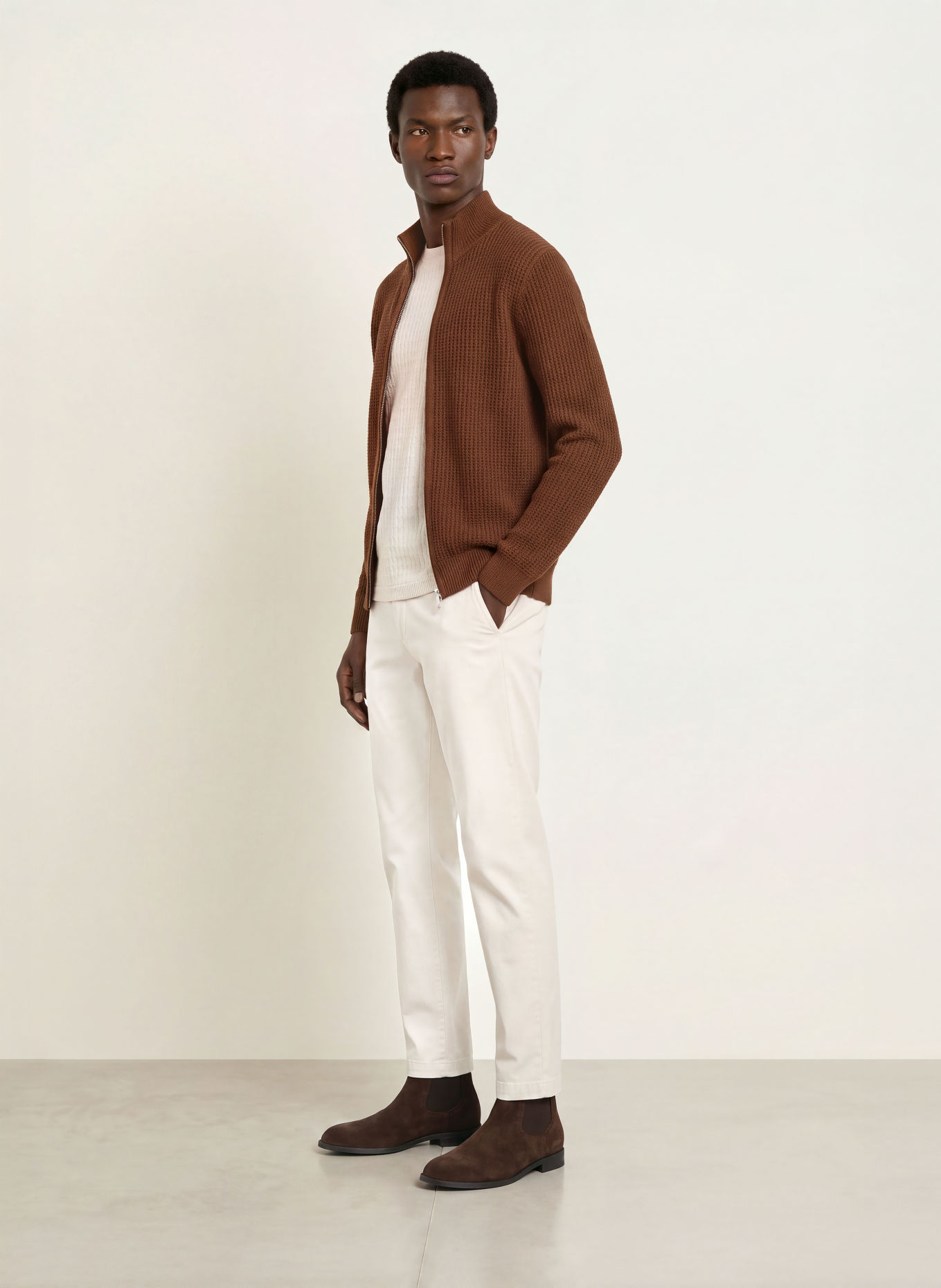 BOSS FIOCCO Cardigan: BROWN