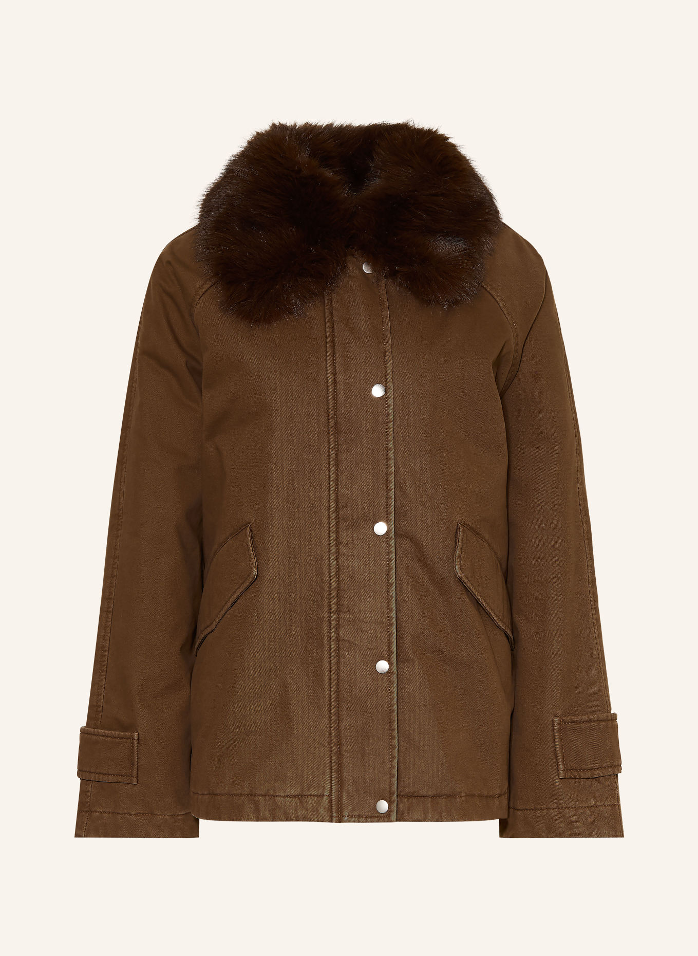 Marc O'Polo Jas met afneembare kraag van imitatiebont: BRUIN / MARRON FONCÉ
