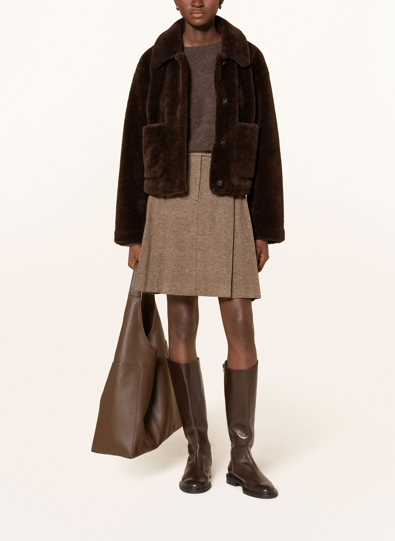 Marc O'Polo Faux Fur Jacket: DARK BROWN