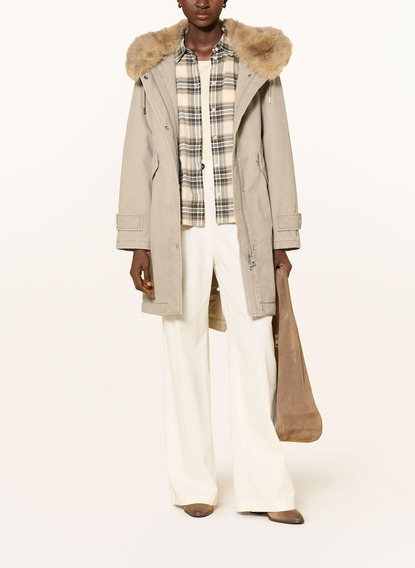 Marc O'Polo Coat with removable faux fur: BEIGE