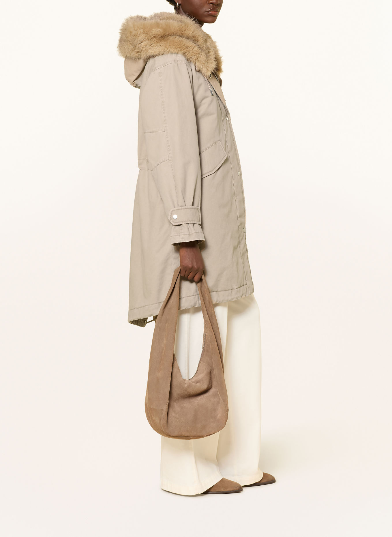 Marc O'Polo Coat with removable faux fur: BEIGE