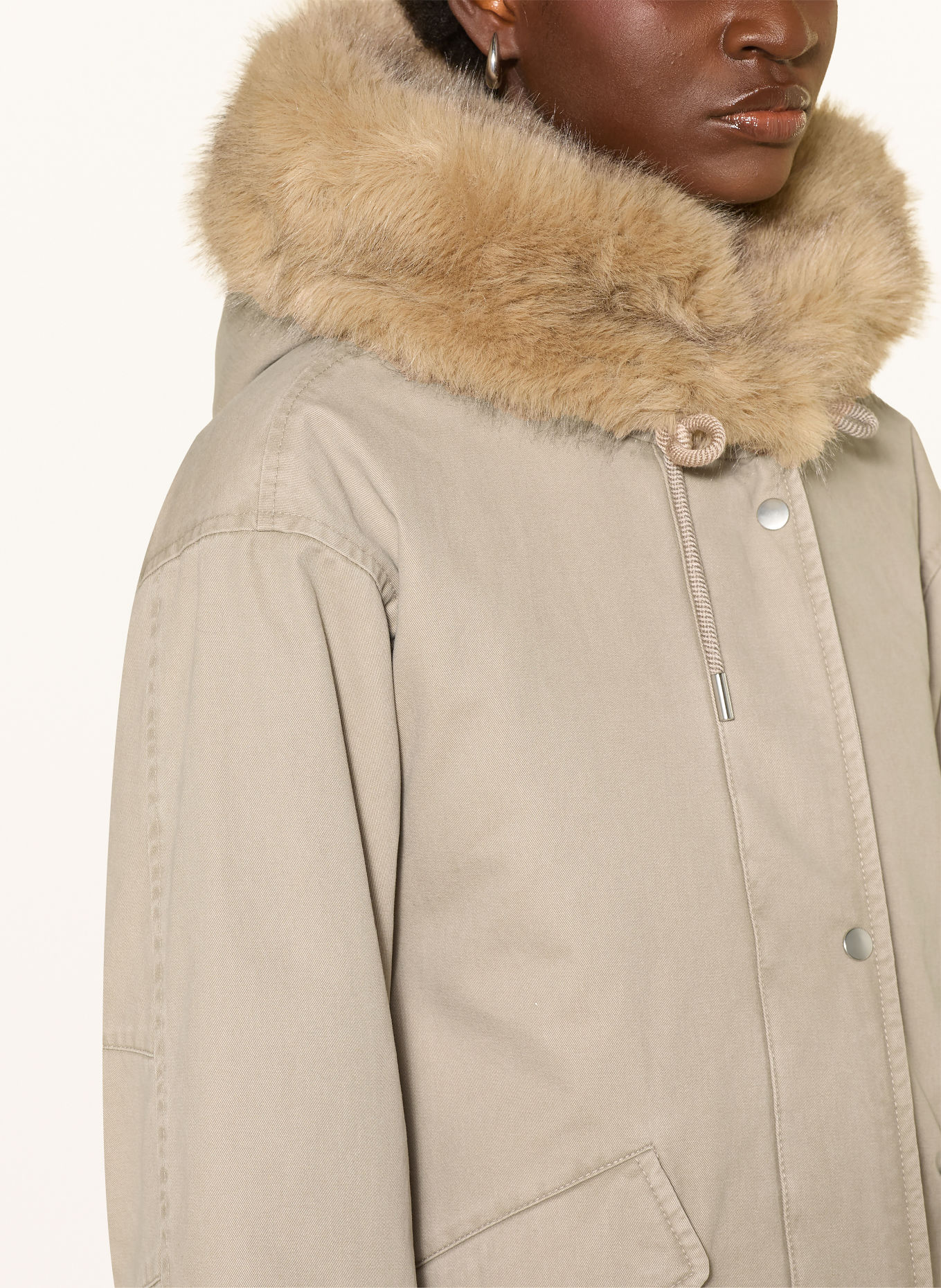 Marc O'Polo Coat with removable faux fur: BEIGE