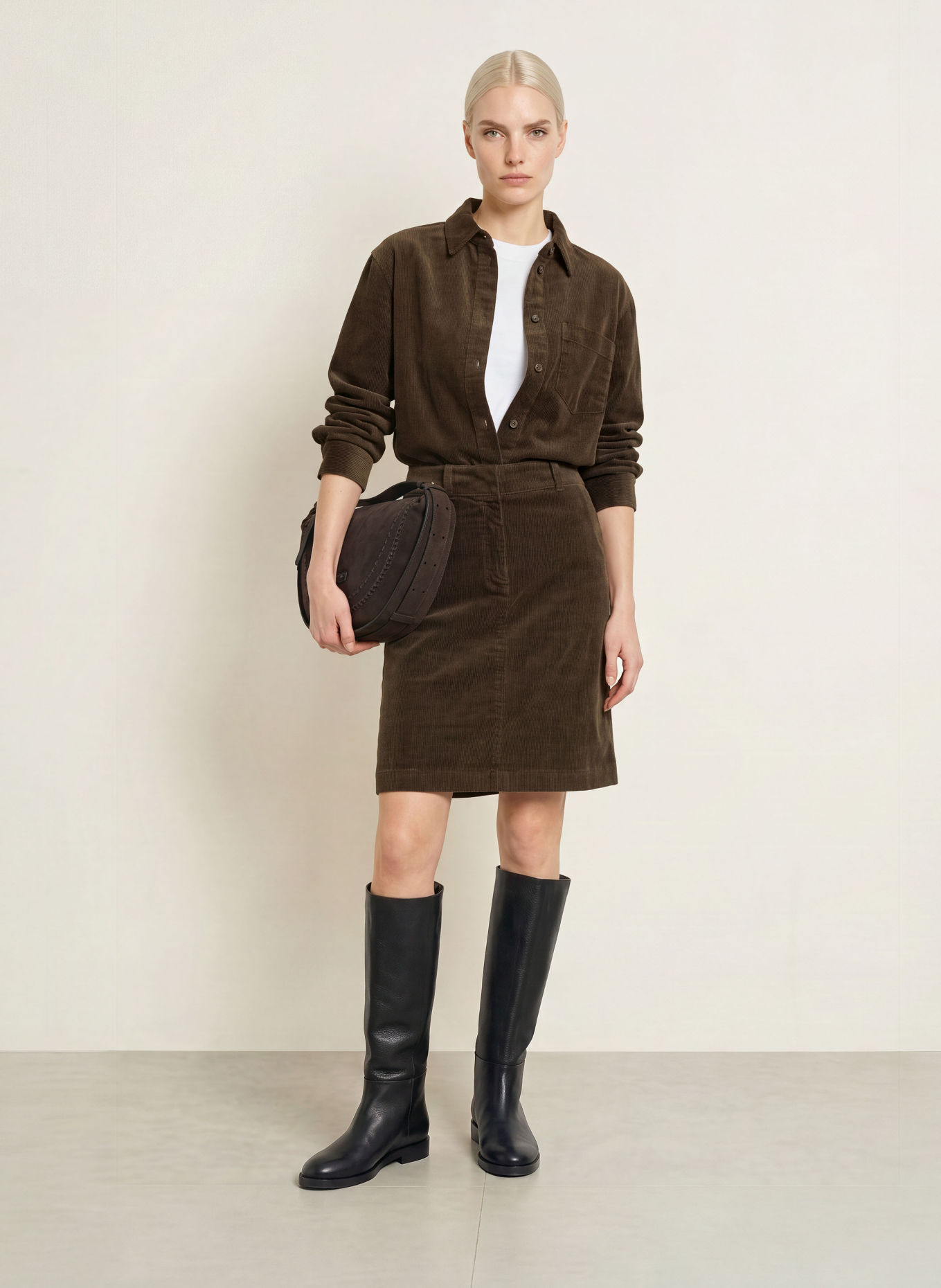 Marc O'Polo Corduroyrok: MARRON FONCÉ