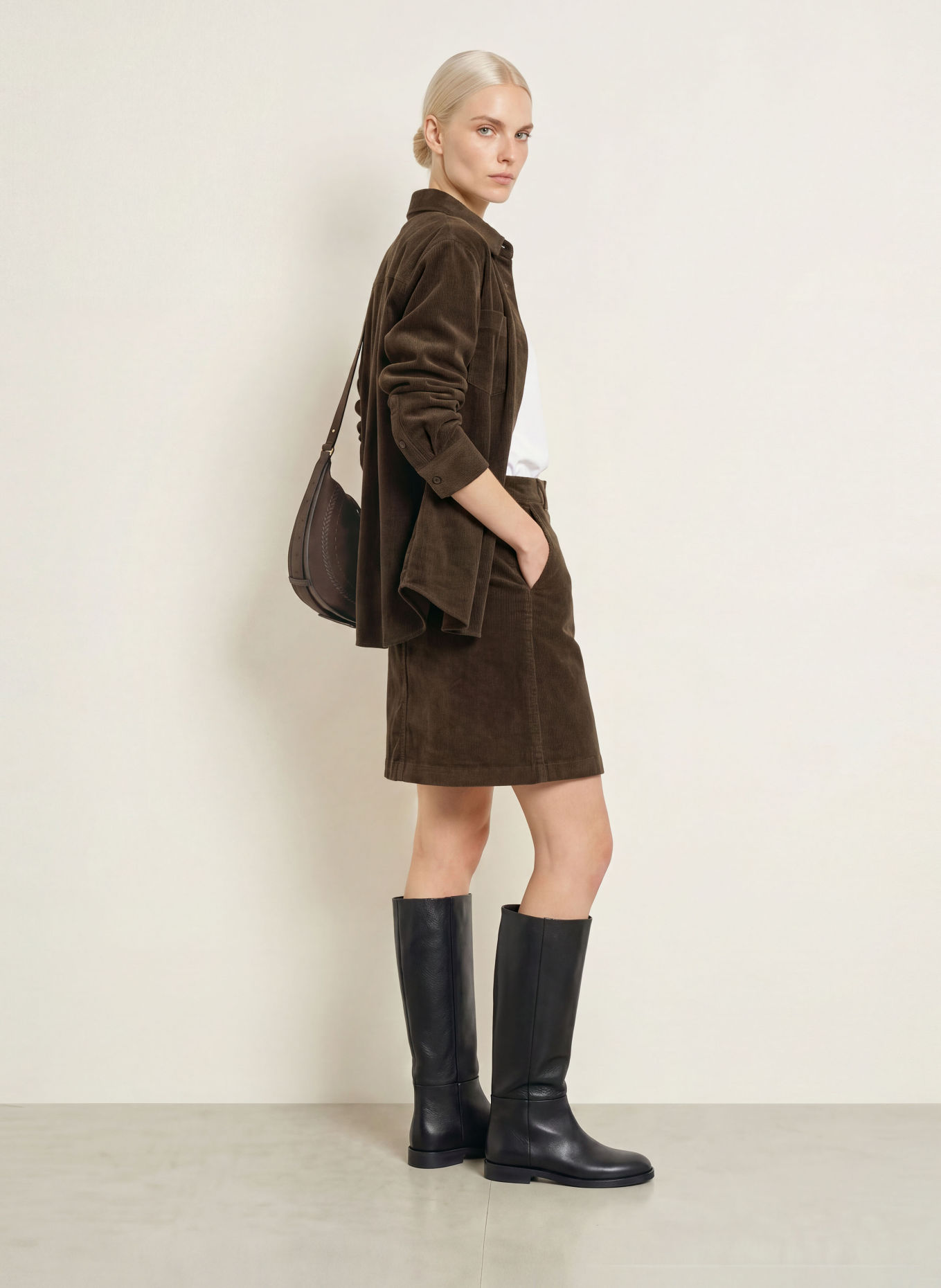 Marc O'Polo Corduroyrok: MARRON FONCÉ