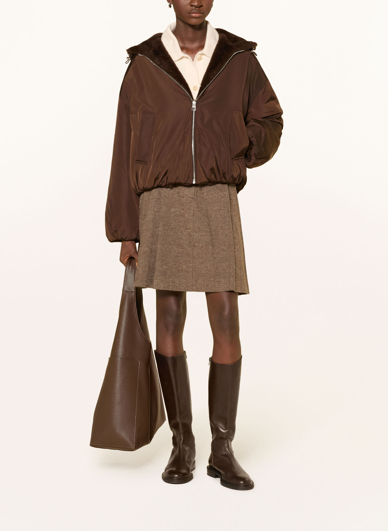Marc O'Polo Reversible faux fur jacket: DARK BROWN