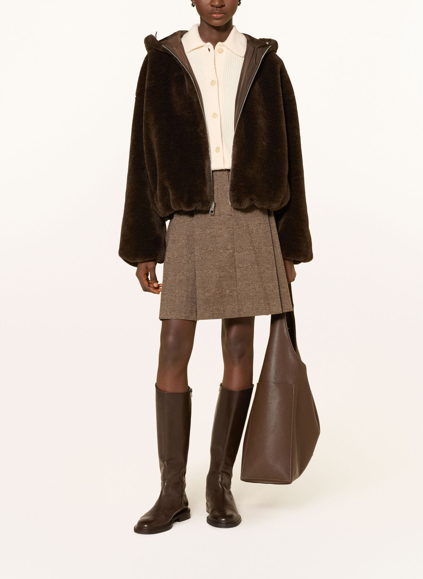Marc O'Polo Reversible faux fur jacket: DARK BROWN