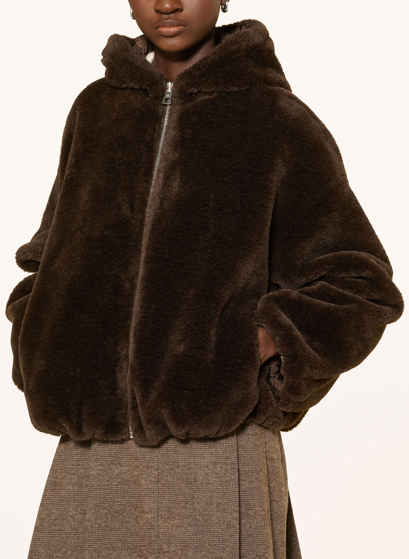 Marc O'Polo Reversible faux fur jacket: DARK BROWN
