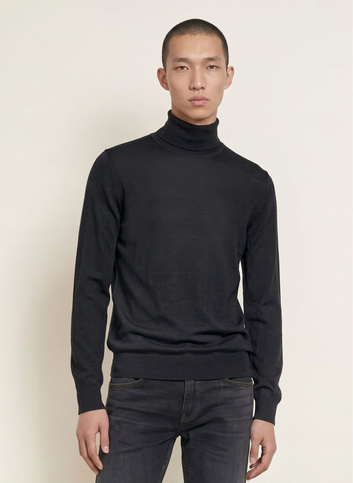 BOSS MUSSO Turtleneck sweater: BLACK