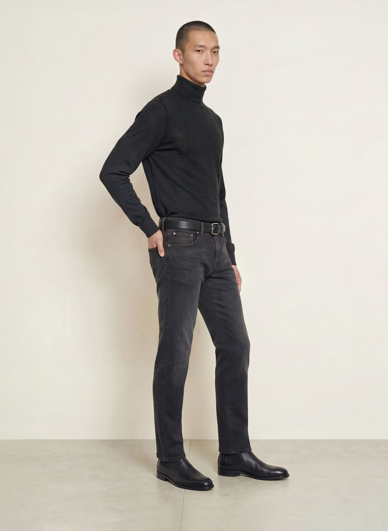 BOSS MUSSO Turtleneck sweater: BLACK