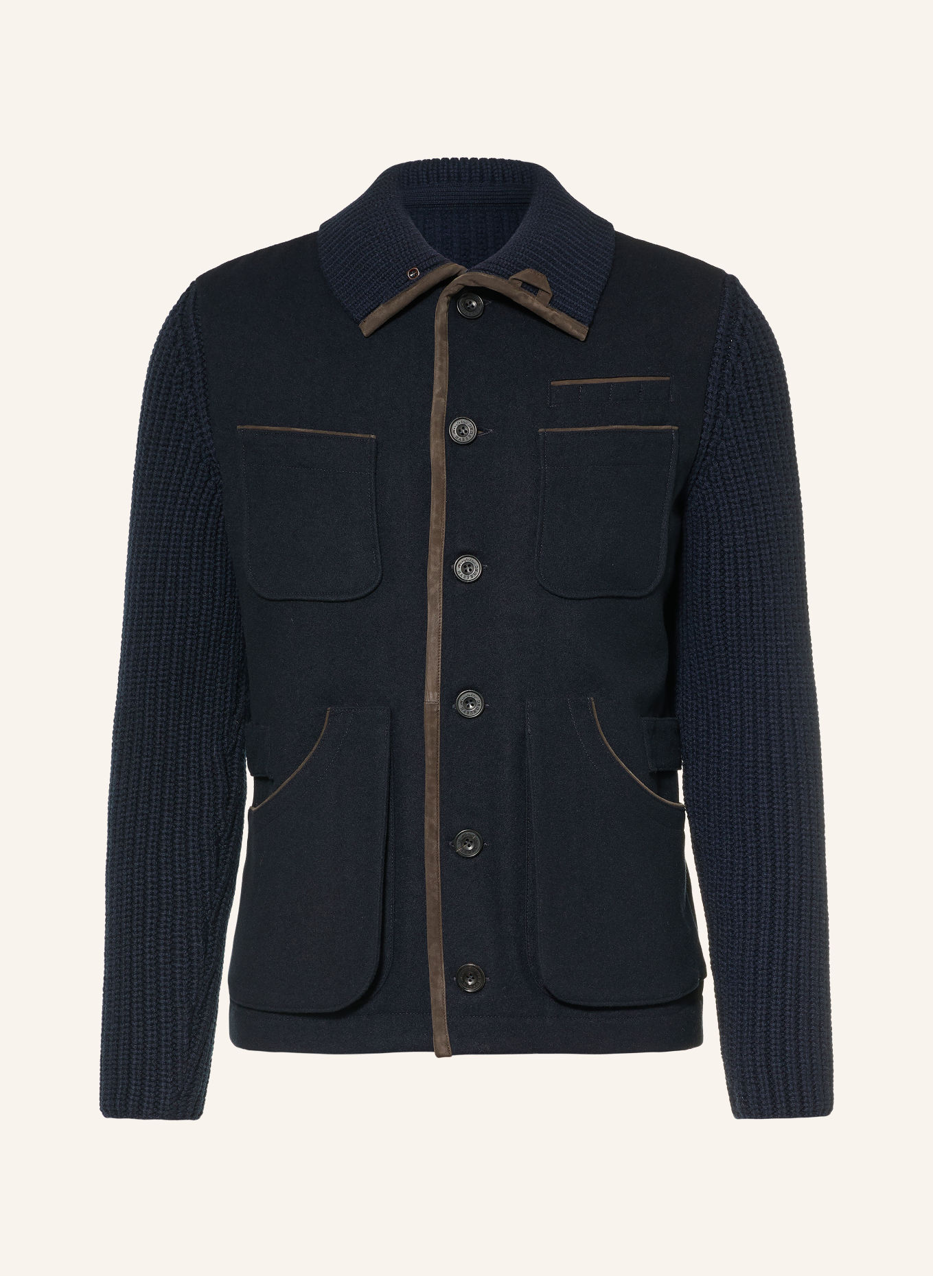 HABSBURG Strickjacke LIEMBERG im Materialmix: DUNKELBLAU / OLIV