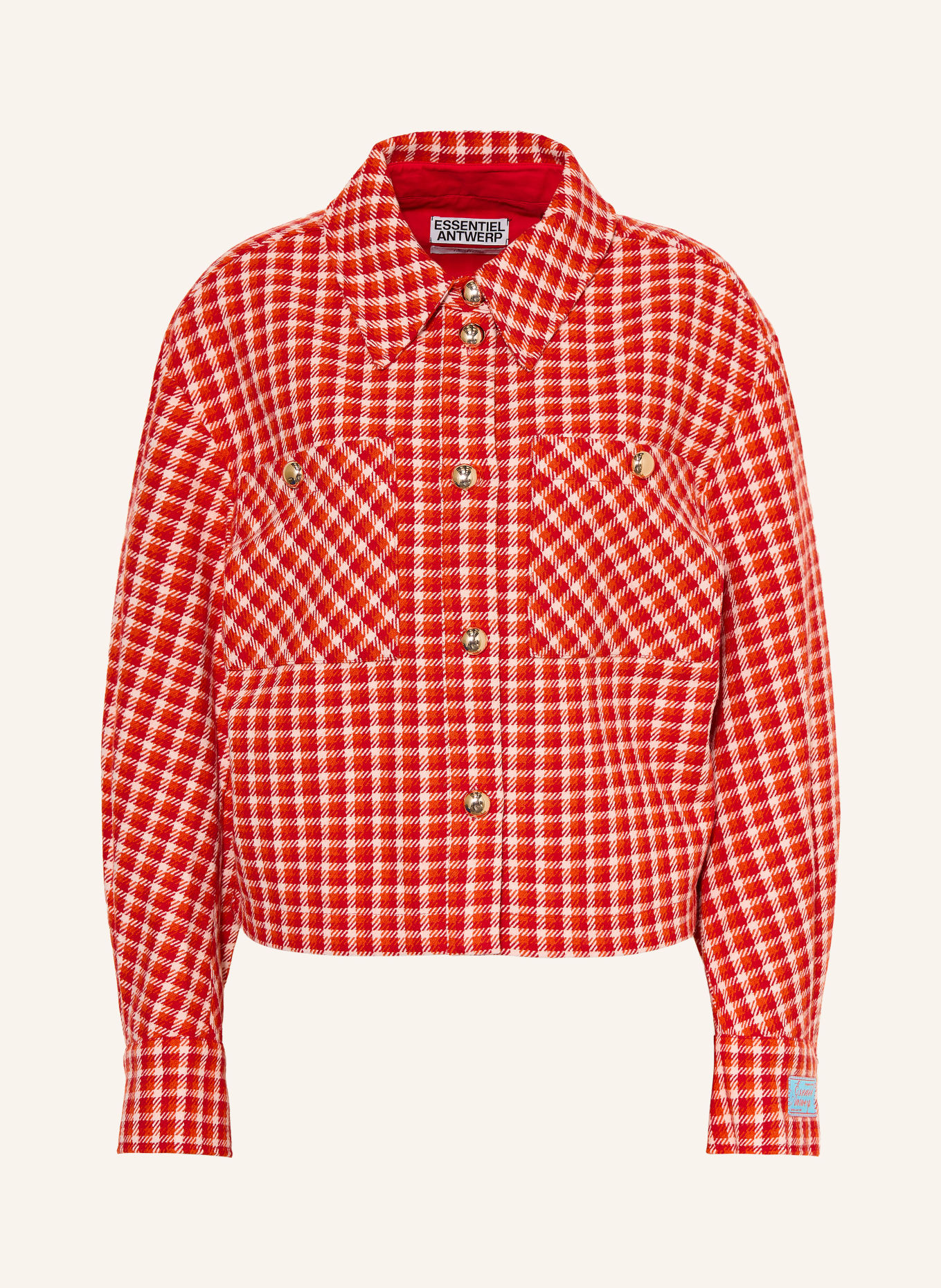 ESSENTIEL ANTWERP KITTEN Overshirt: RED / ECRU / ORANGE