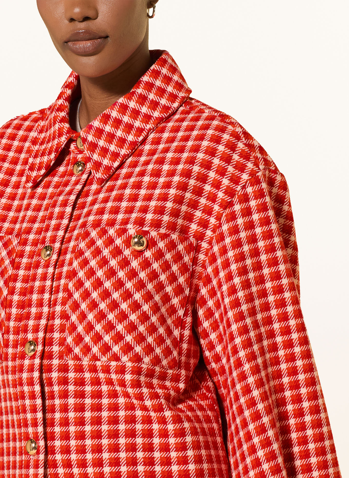 ESSENTIEL ANTWERP KITTEN Overshirt: RED / ECRU / ORANGE