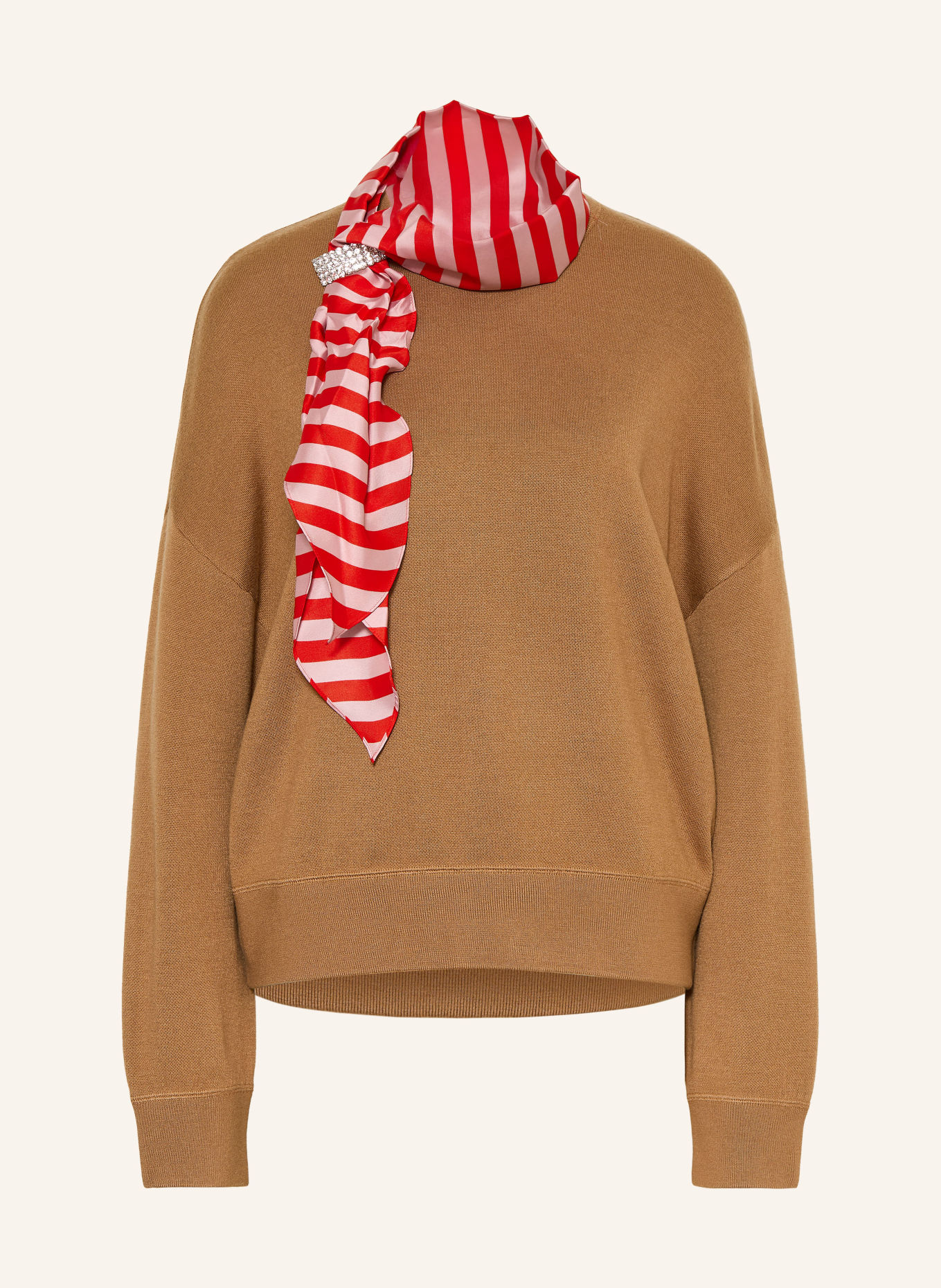 ESSENTIEL ANTWERP Pullover KURTIS mit Schmucksteinen: COGNAC / HELLROSA / ROT