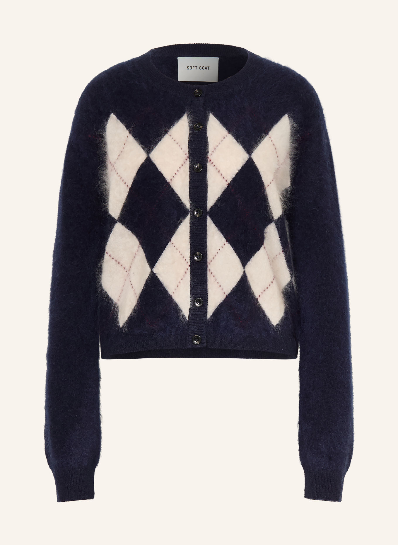 SOFT GOAT Vest van kasjmier: DONKERBLAUW / DONKERROOD / WIT