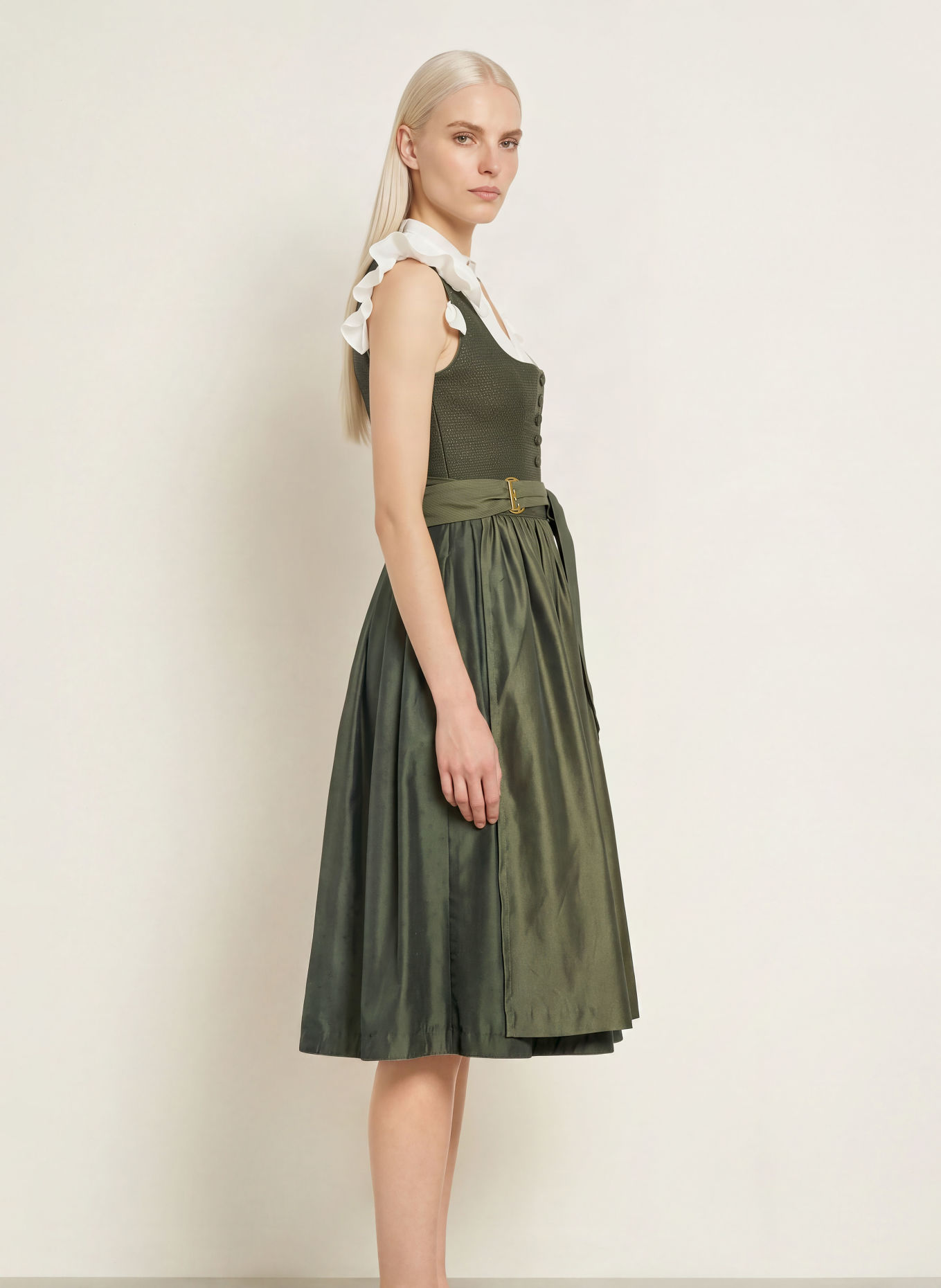 AlpenHERZ Dirndl ELLE mit Glitzergarn: OLIV