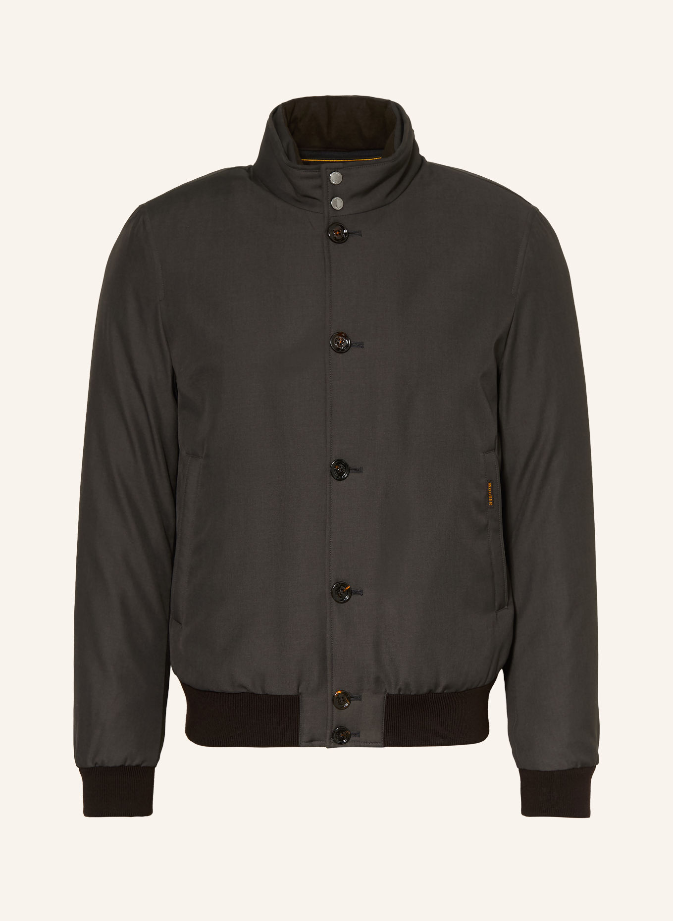 MOORER JANOS Down bomber jacket with Removable Trim: DARK GRAY / BLACK