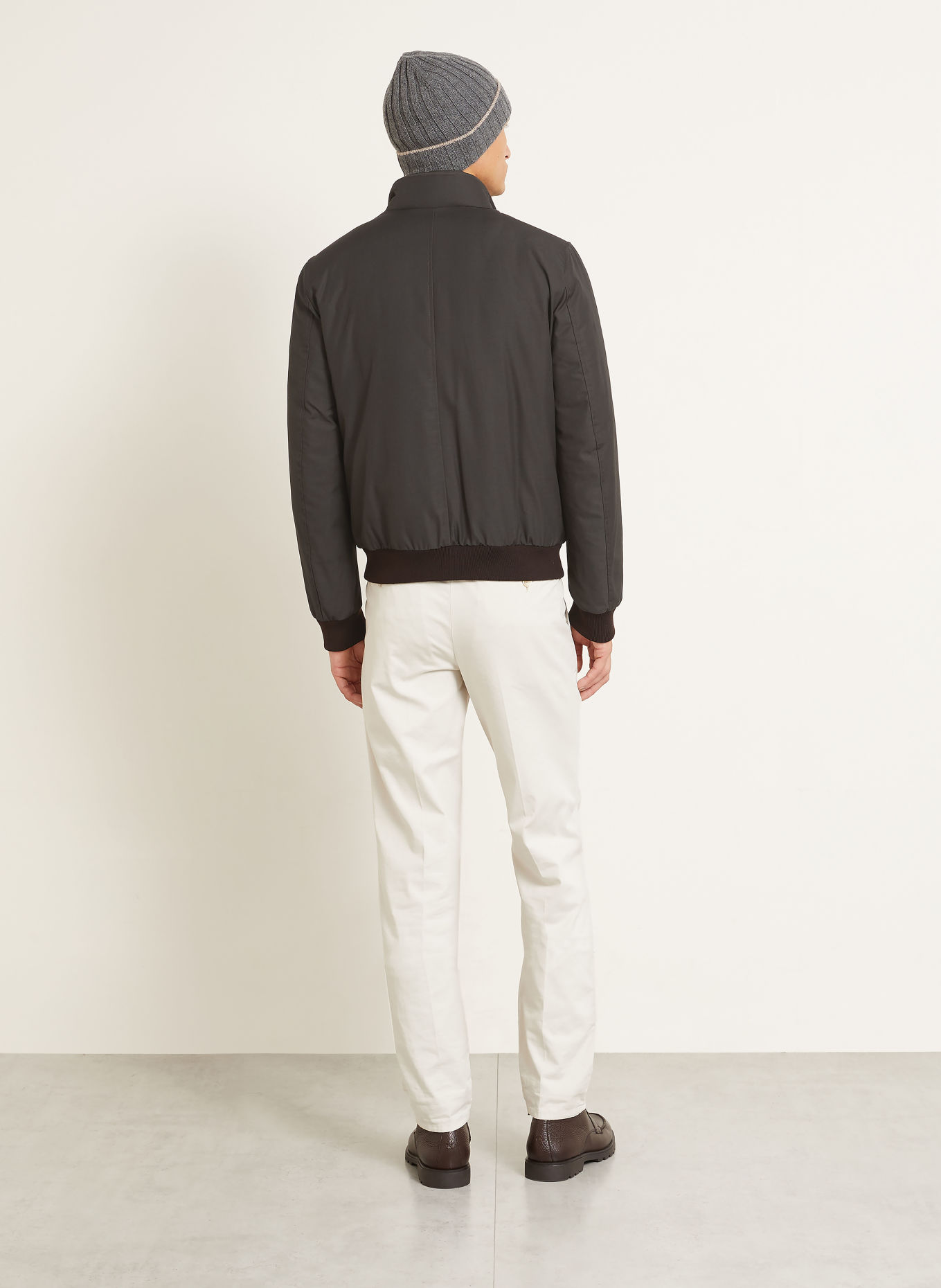 MOORER JANOS Down bomber jacket with Removable Trim: DARK GRAY / BLACK