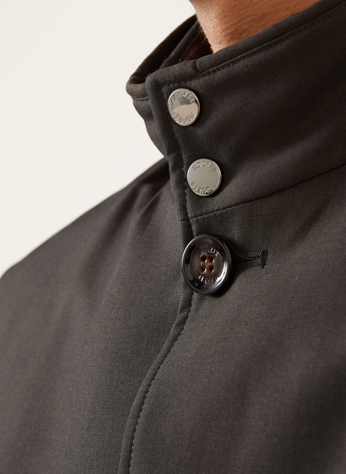 MOORER JANOS Down bomber jacket with Removable Trim: DARK GRAY / BLACK