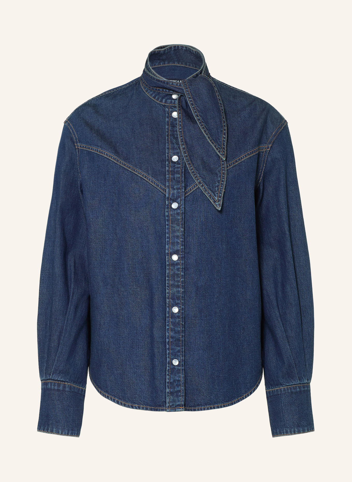 Veronica Beard Denimblouse GENETTA met afneembare strik: DONKERBLAUW