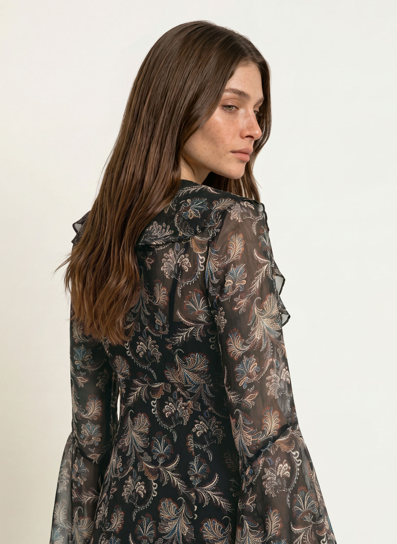Veronica Beard ADRIENNE Silk Dress with Flounces: BLACK / CREAM / TEAL