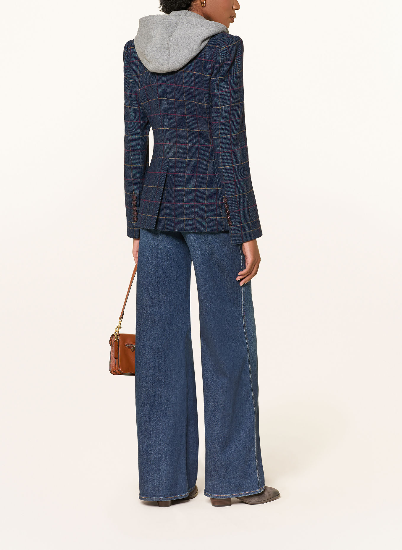 Veronica Beard Blazer MILLER met afneembare kraag: DONKERBLAUW / GRIJS / DONKERROOD