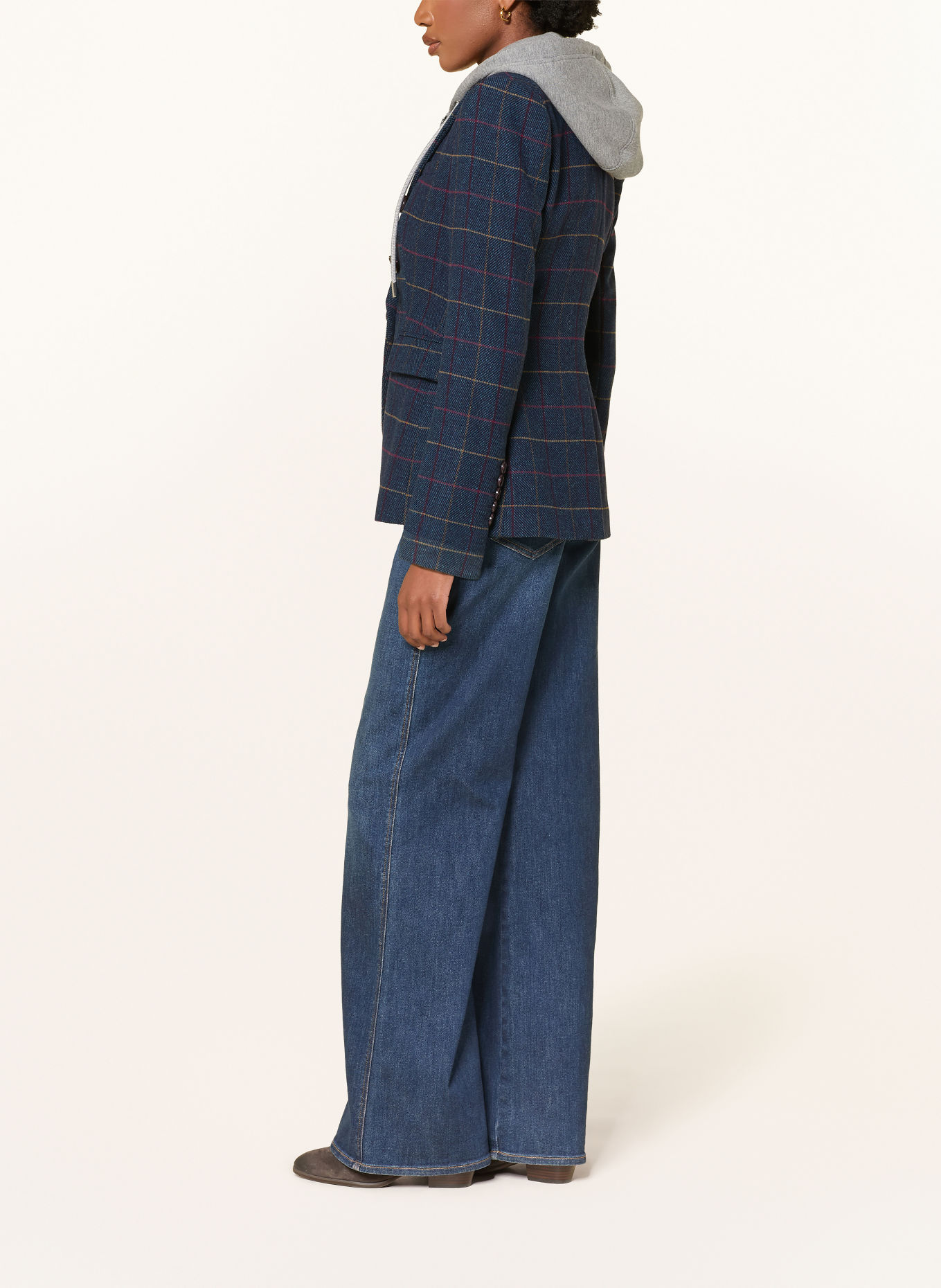 Veronica Beard Blazer MILLER met afneembare kraag: DONKERBLAUW / GRIJS / DONKERROOD
