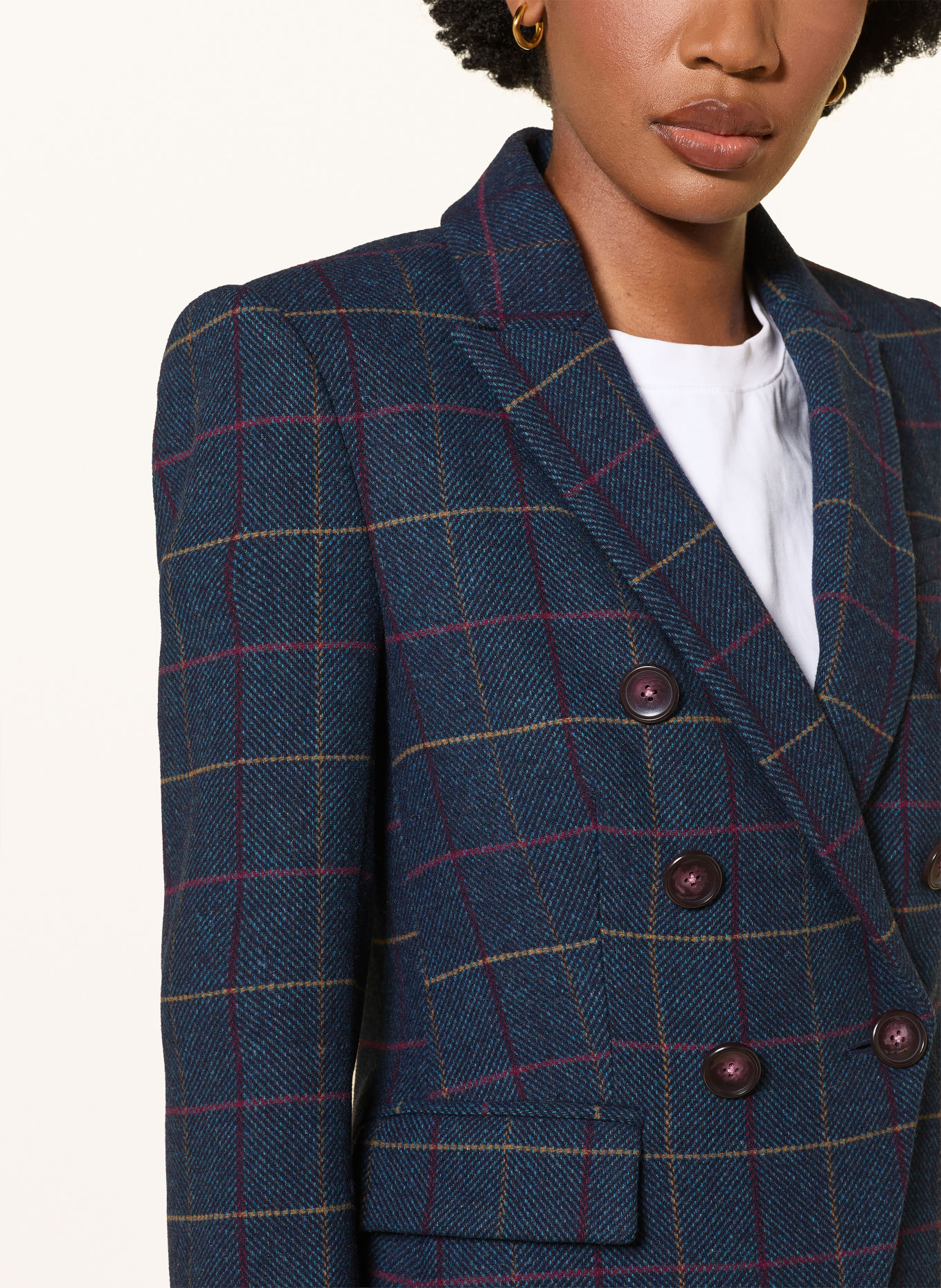 Veronica Beard Blazer MILLER met afneembare kraag: DONKERBLAUW / GRIJS / DONKERROOD