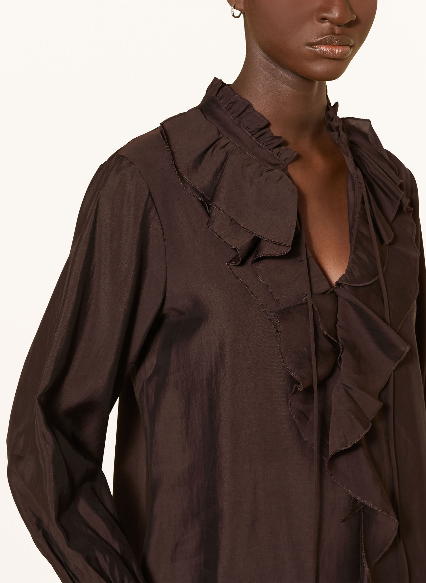 monari Chemisier à volants et froufrous: MARRON FONCÉ