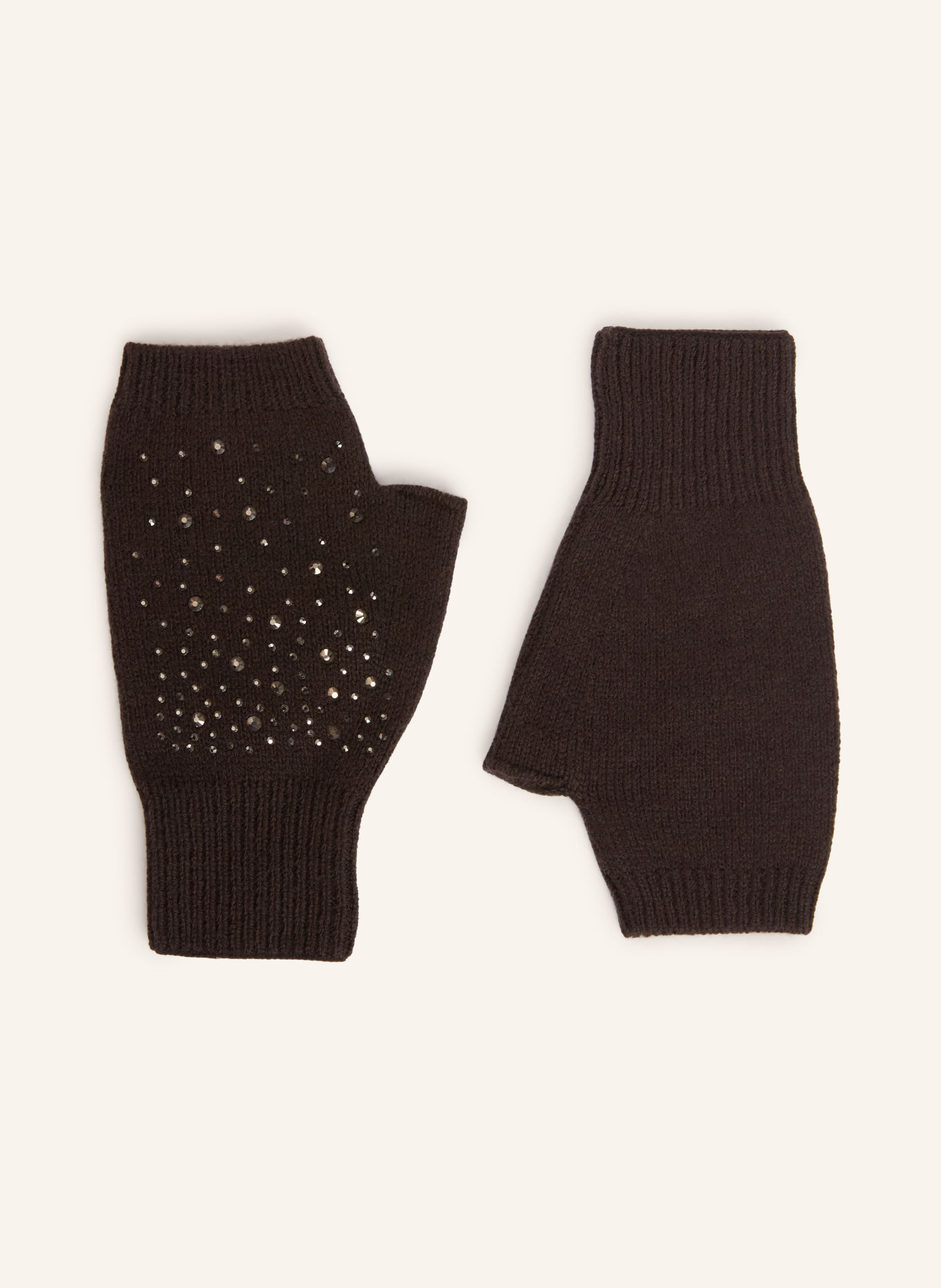 monari Handschoenen met sierstenen: MARRON FONCÉ