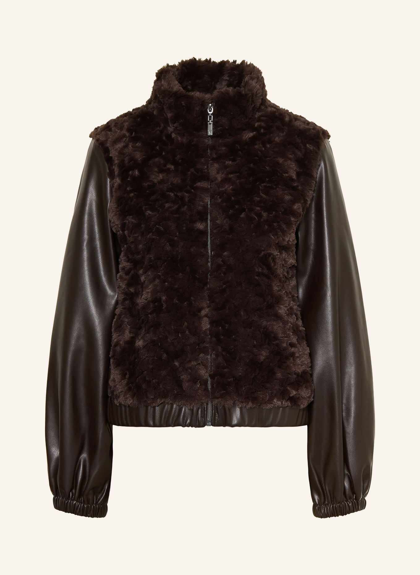 monari Blouson im Materialmix mit Kunstfell: DUNKELBRAUN