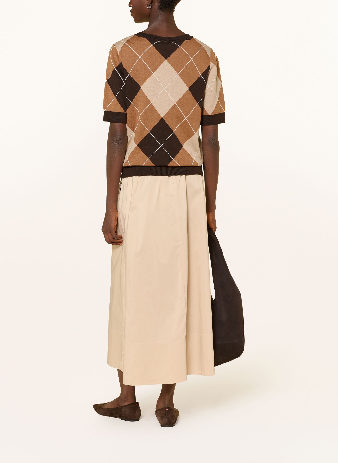 monari Strickshirt mit Schmucksteinen: DUNKELBRAUN / HELLBRAUN / BEIGE