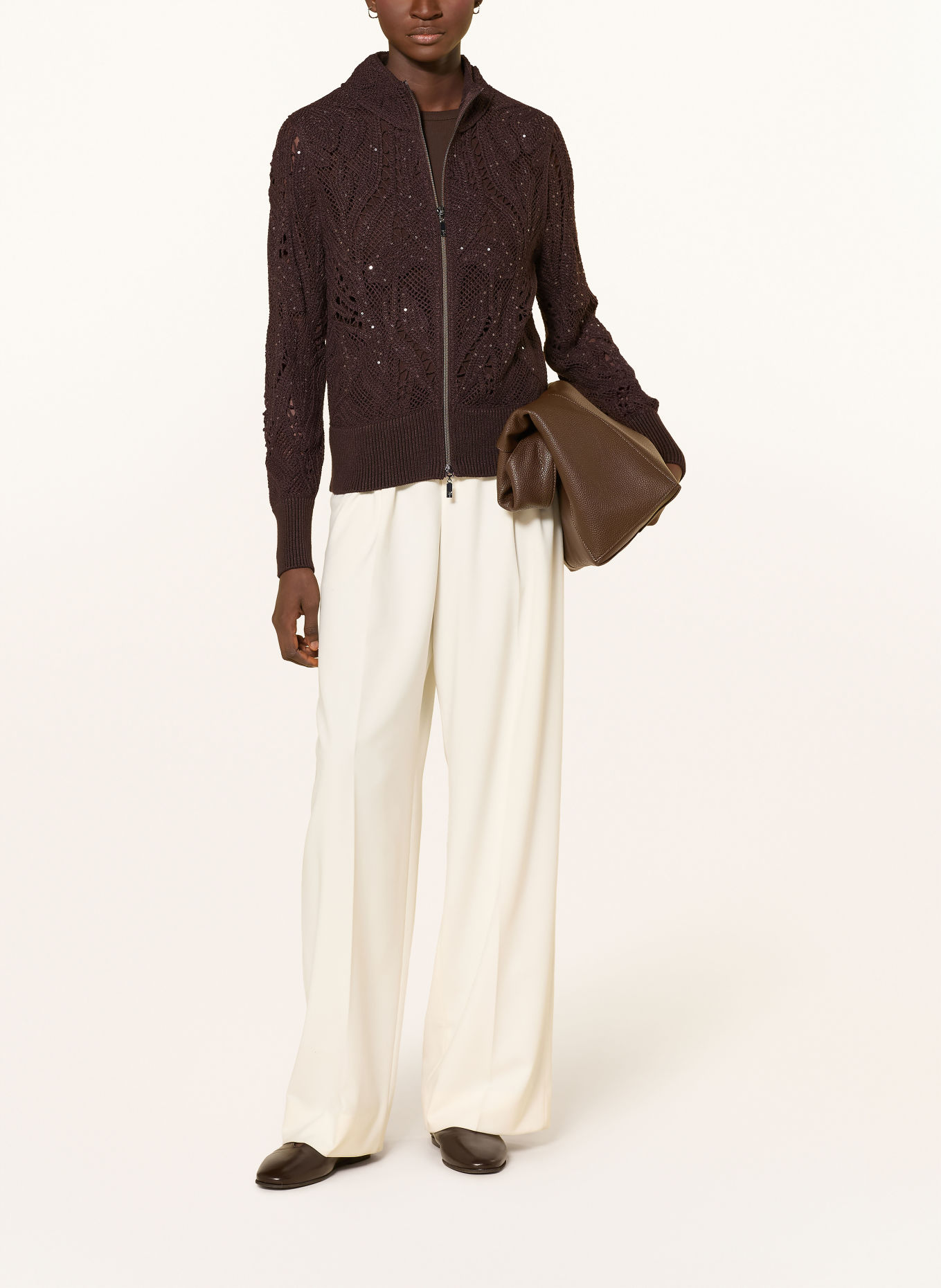 monari Gilet à paillettes: MARRON FONCÉ