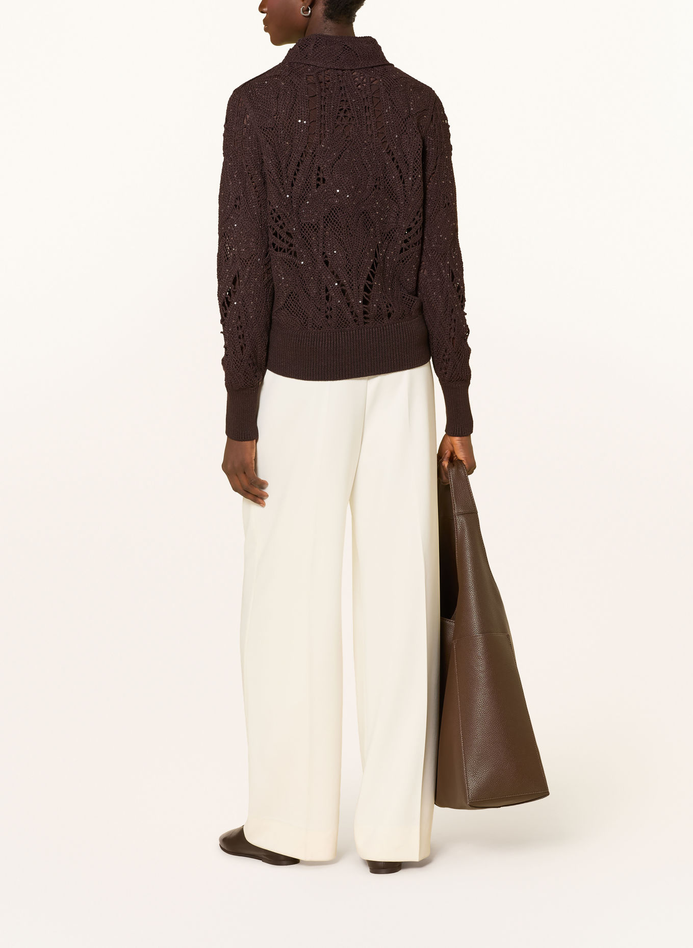 monari Gilet à paillettes: MARRON FONCÉ