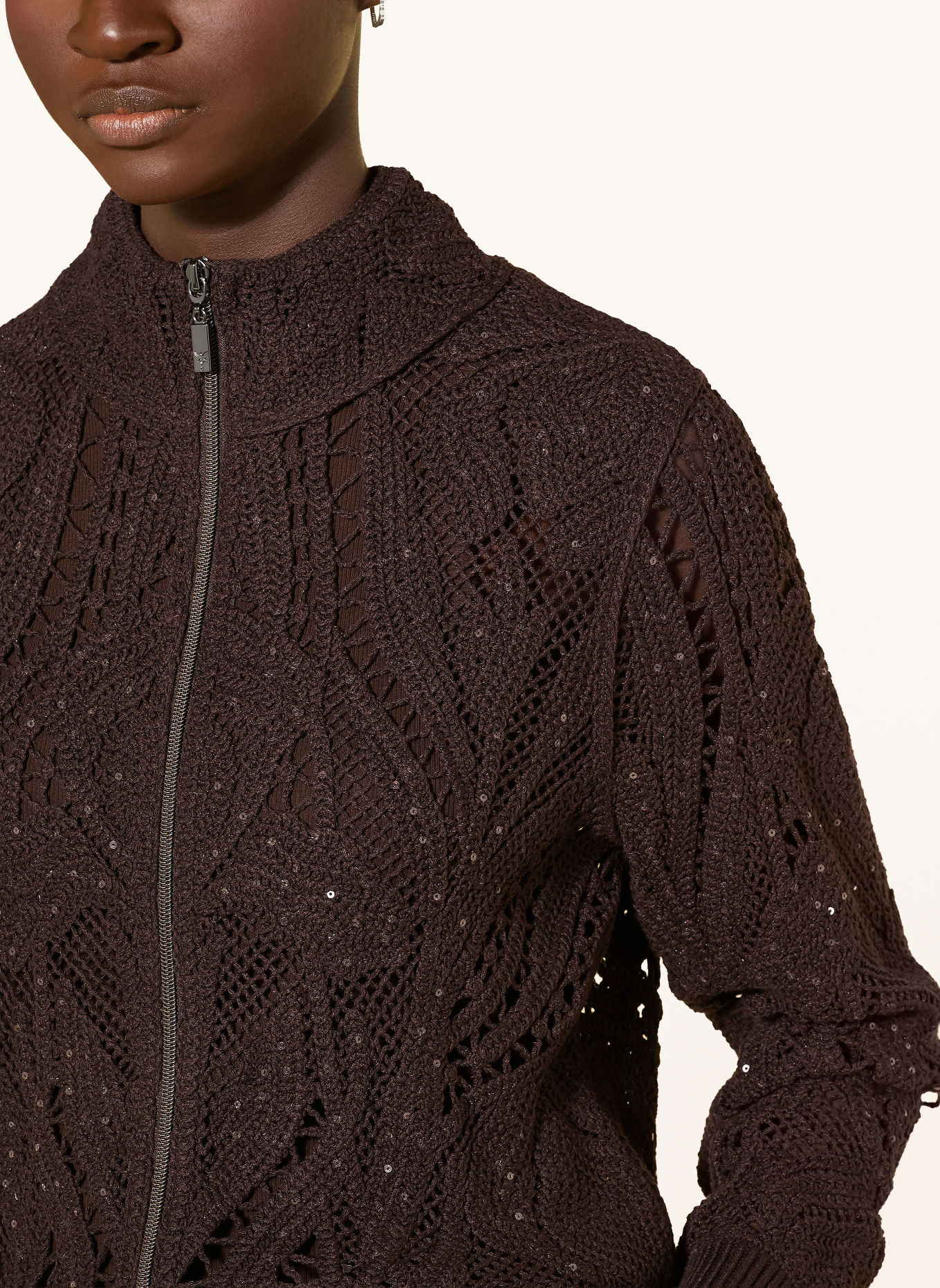 monari Gilet à paillettes: MARRON FONCÉ