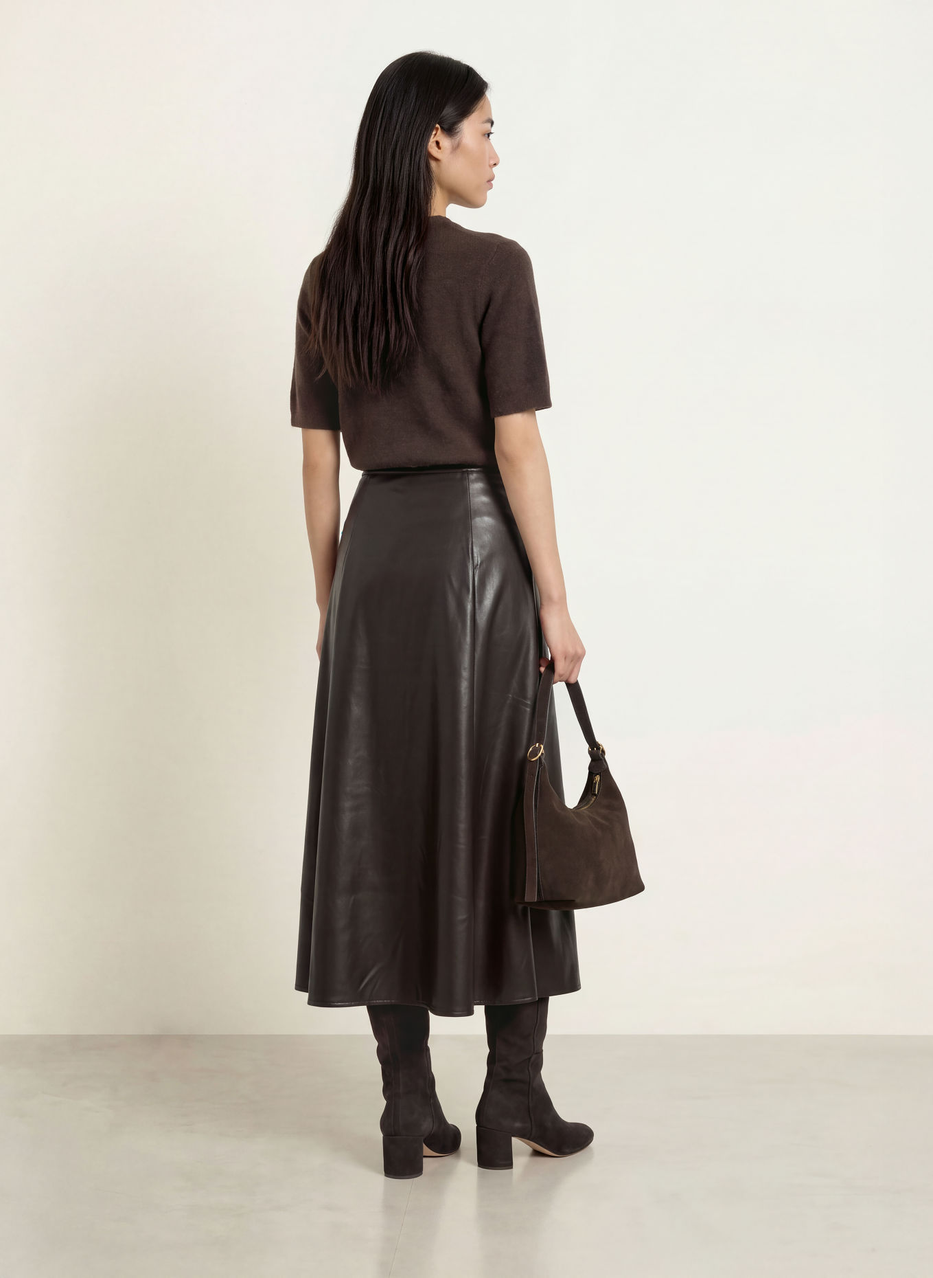 monari Jupe aspect cuir: MARRON FONCÉ