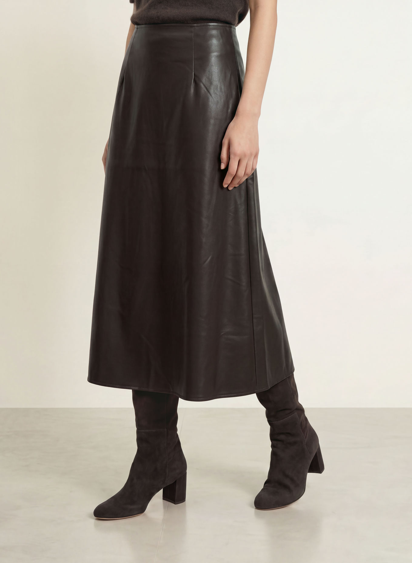 monari Jupe aspect cuir: MARRON FONCÉ