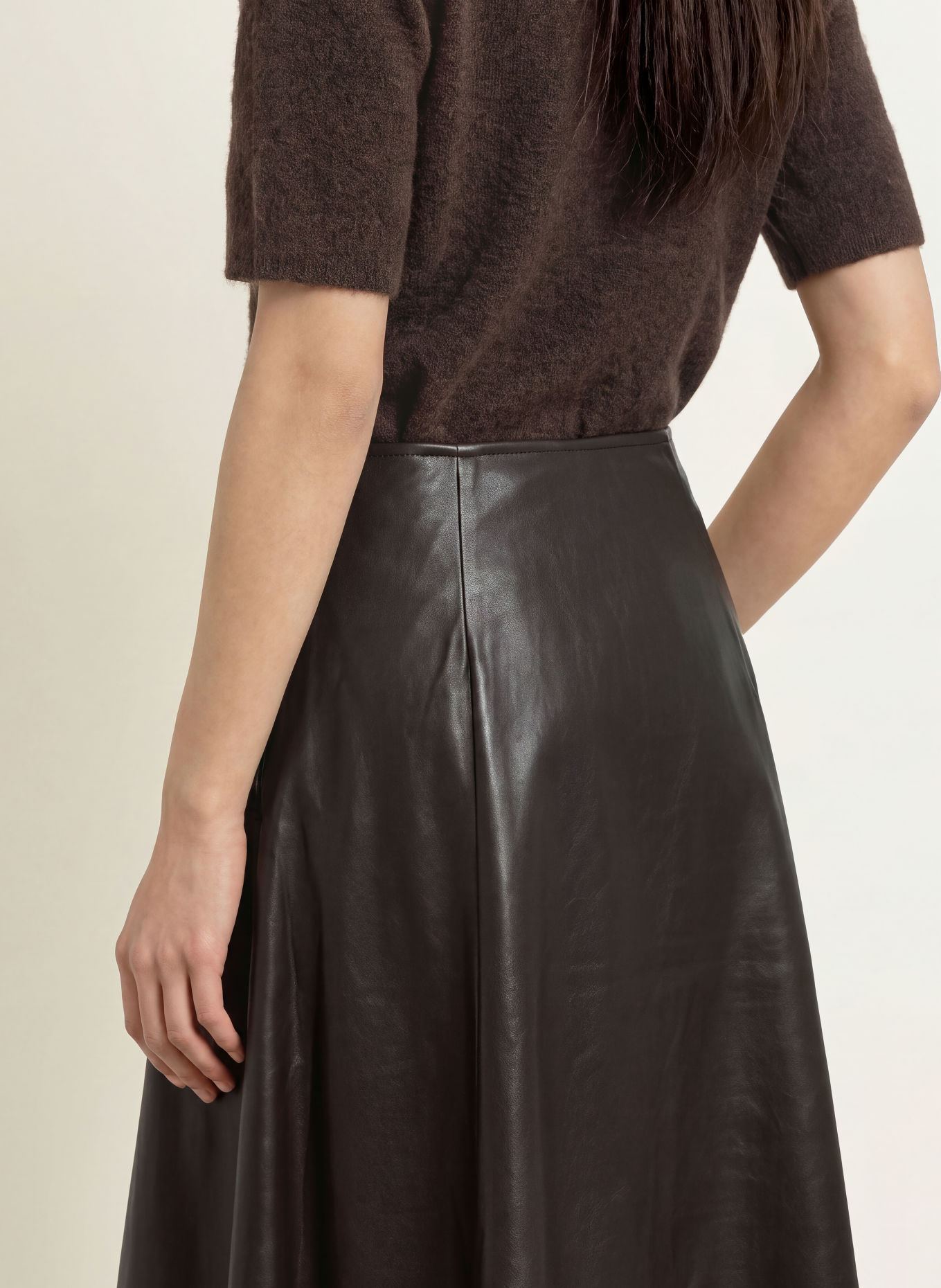 monari Jupe aspect cuir: MARRON FONCÉ