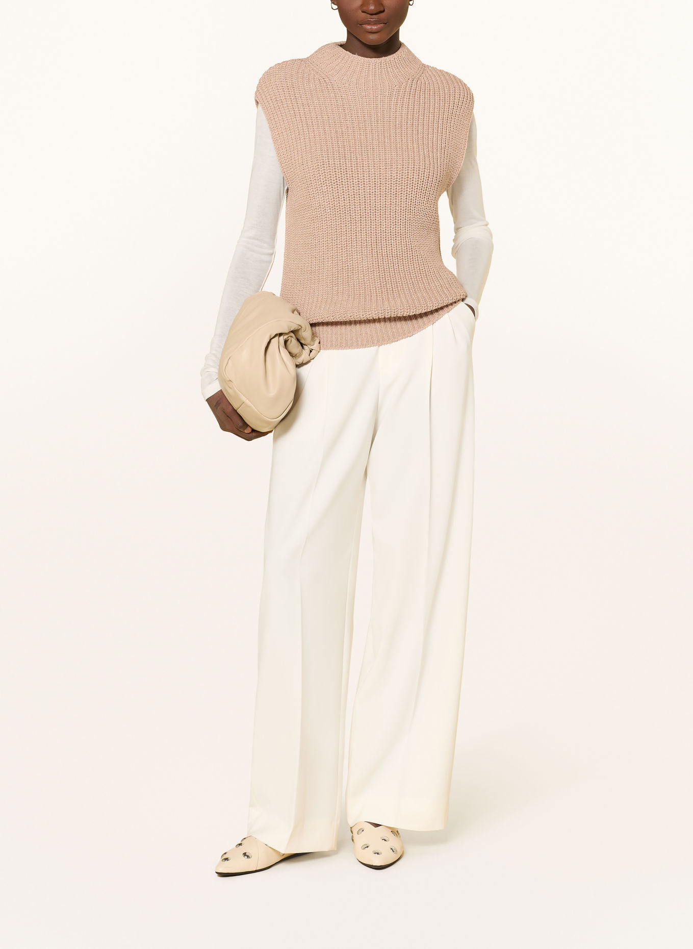 monari Pull sans manches en maille pailletée: BEIGE