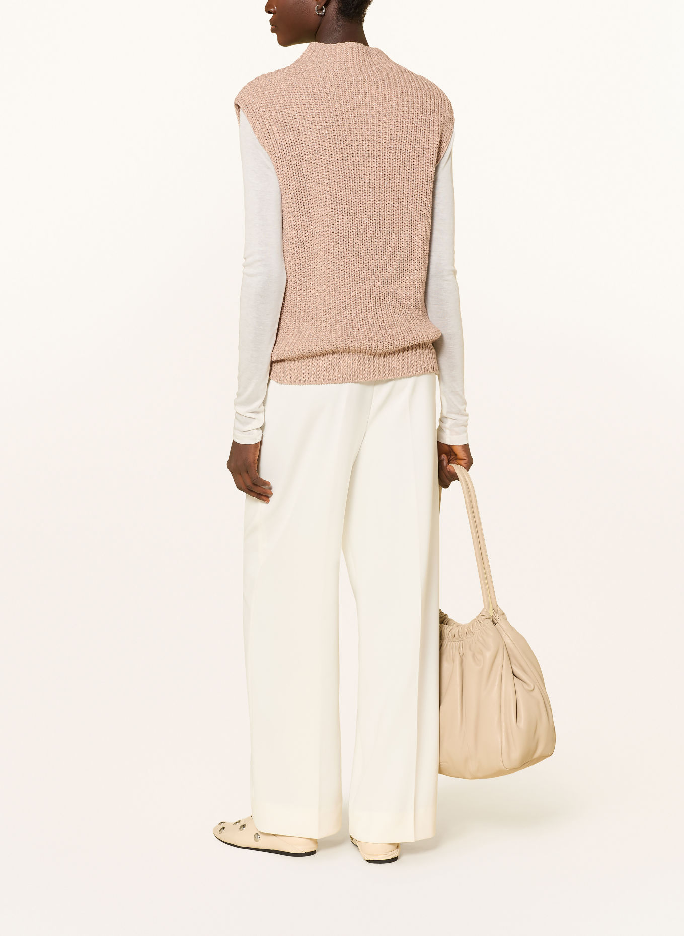 monari Pull sans manches en maille pailletée: BEIGE