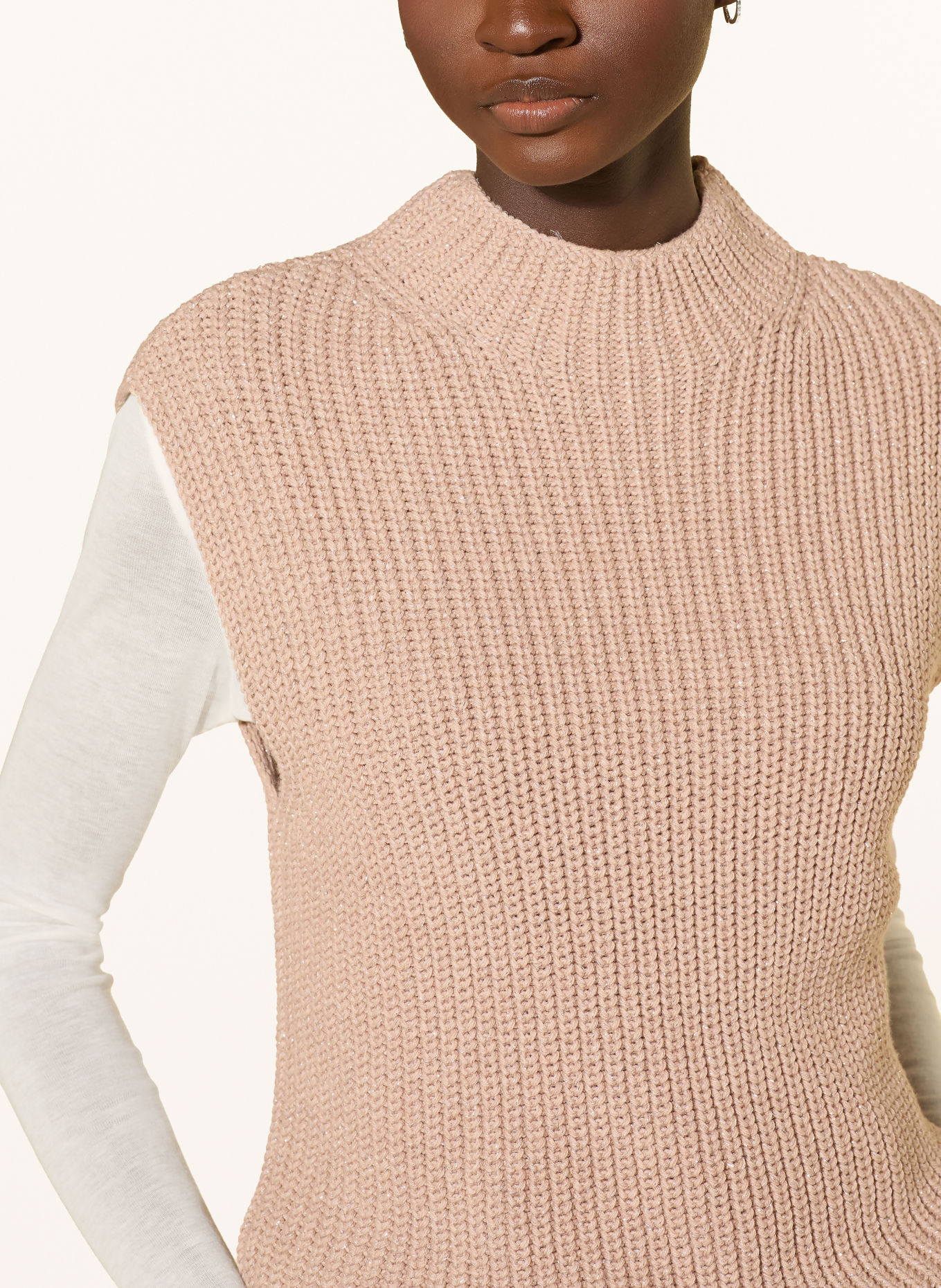 monari Pull sans manches en maille pailletée: BEIGE