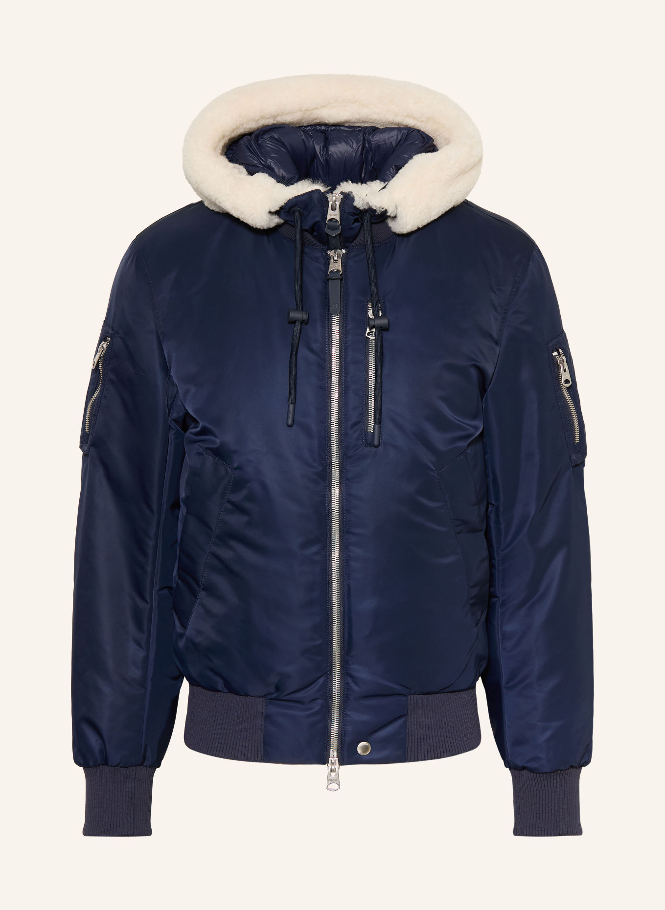 Mackage Blouson en duvet AUGUST-Z avec capuche amovible: BLEU FONCÉ / ÉCRU