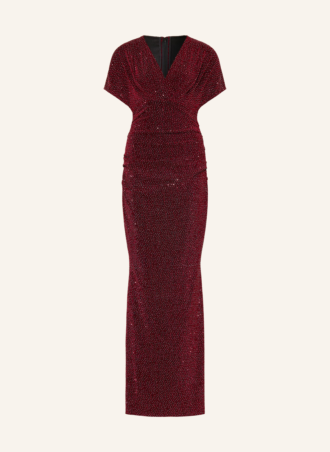 TALBOT RUNHOF Abendkleid aus Jersey mit Schmucksteinen: 344 CRANBERRY
