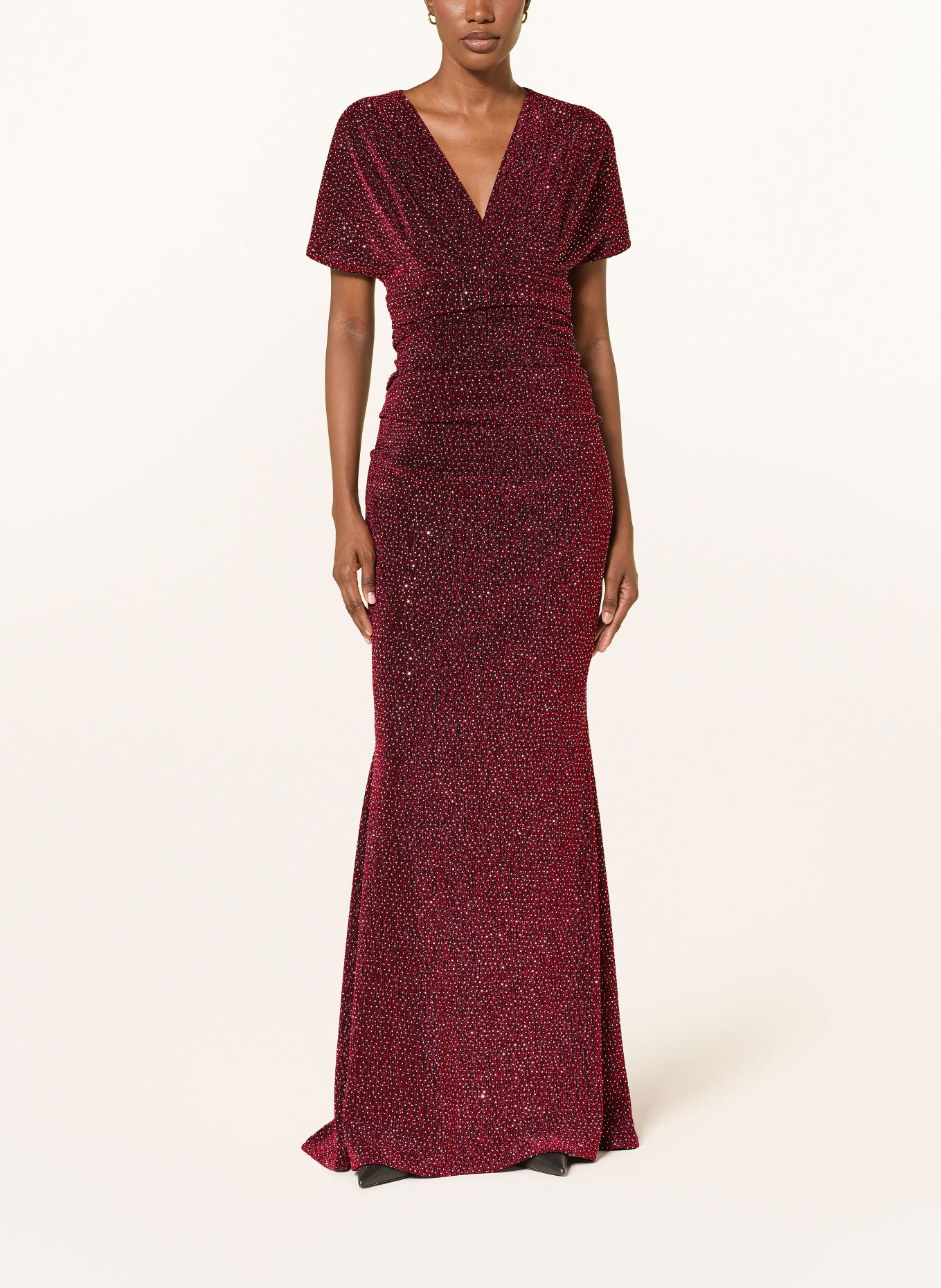 TALBOT RUNHOF Abendkleid aus Jersey mit Schmucksteinen: 344 CRANBERRY
